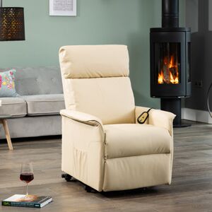 17 Stories Sharlene Electric Lift Assist Rise and Recline Bonded Leather Chair - Black Cream 98cm H X 66cm W X 90cm D Image