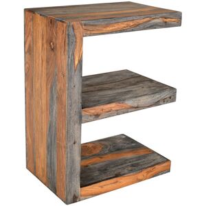 Daily Sales Goa Cube Solid Wood Block End Table Brown;Grey 45cm H X 45cm W X 30cm D Image