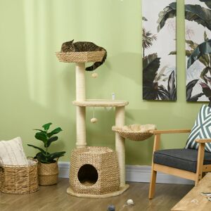 PawHut 119cm Cat Tree Brown 302.26cm H X 127cm W X 127cm D Image