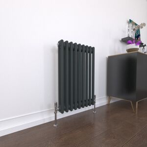 Ebern Designs Traditional 2 3 Column Radiator Cast Iron Style Heating Anthracite 60cm H x 42.5cm W x 7cm D Image