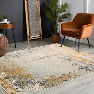 Langley Street Peter Abstract Modern Marble Mustard Rug Blue;Black;Beige;Yellow Rectangle 200 x 275 cm Image