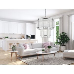 Canora Grey 8 - Light Geometric LED Pendant with Glass Accents Chrome 53cm H X 56cm W X 56cm D Image