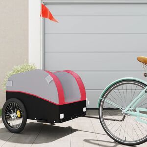 vidaXL Bike Trailer 45 kg Iron Red/Grey 63cm H x 63cm W x 126cm D Image