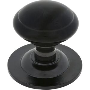 From The Anvil Black Round Centre Door Knob Black 8cm W Image