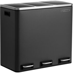 Songmics Steel 54 Litre Step on Multi-Compartments Rubbish & Recycling Bin 54L Image