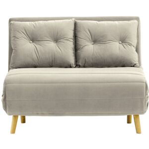 Hashtag Home Clouser 2 Seater Clic Clac Sofa Bed Light Oak/Light Grey Image