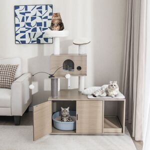 Archie & Oscar 132cm H Astatula Cat Tree Grey 132cm H X 85cm W X 55cm D Image