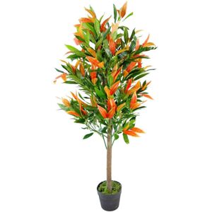 Leaf Artificial Ficus Tree Plant Photinia Red Green 130cm Red Robin Faux Plants Red 130cm H X 50cm W X 50cm D Image