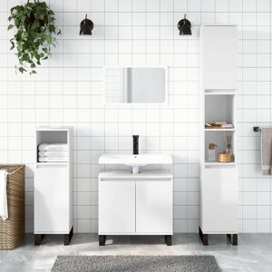 17 Stories Mariapaula Floor Mounted Bathroom Cabinet High Gloss White 60cm H X 58cm W X 33cm D Image