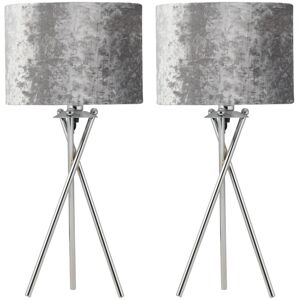 Fairmont Park Taylorsville 52Cm Polished Chrome Tripod Table Lamp Set Polished Chrome;Polished Chrome 52cm H X 25cm W X 25cm D Image