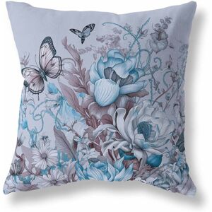 AmritaSen Garden Delights Indoor / Outdoor Square Cushion With Filling Blue/Multicolor/Cyan 41cm H x 41cm W Image