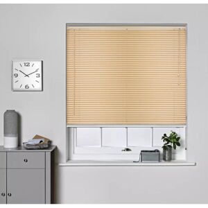 Symple Stuff PVC Venetian Window Blind – Durable, Moisture-Resistant, Easy-Fit, Wood-Effect Finish (Teak/Natural/Walnut) Natural 213 cm L x 180 cm W Image