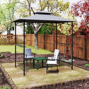 casart 242 X 150 Cm Grill Gazebo Outdoor Double-Tiered Grill Canopy-Gray Grey 242cm W X 150cm D X 250cm H Image
