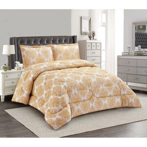 icon bedding 3 Piece Bridal Jacquard Bedspread Comforter Bed Throw with Matching Pillow Shams Gold Floral King Bedspread + 2 Standard Shams Image