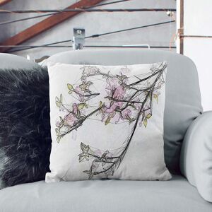 East Urban Home Beauty of a Cherry Blossom Tree Cushion with Filling Black 55cm H x 55cm W x 20cm D Image