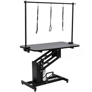 Brayden Studio 136cm H x 110cm W x 61cm D Metal Adjustable and Foldable Cat;Dog Hydraulic Grooming Table Matte Black 136cm H X 110cm W X 61cm D Image