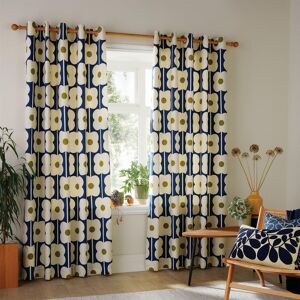 Orla Kiely Abacus Flower Navy Eyelet Curtain Blue 168cm Width x 229cm Drop Image