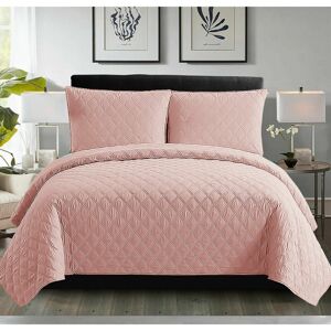 Canora Grey Quilted Inspiration Bedspread Embossed Bedding Set Bed Throw Pink W200 x L200cm Image