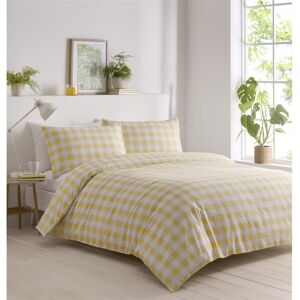 Brambly Cottage Gingham Blue Single Duvet Cover Set Yellow/White Double Duvet Cover + 2 Standard Shams Image