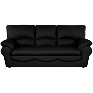 17 Stories Heppman Genuine Leather 3 Seater Sofa Black 92cm H X 205cm W X 85cm D Image