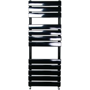 Belfry Bathroom Burruss Flat Panel Heated Towel Rail Ladder Warmer Heater Black 120cm H x 45cm W x 6.2cm D Image