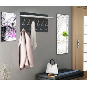 17 Stories Eizo 11 - Hook Wall Mounted Coat Rack with Storage Graphite/White 40cm H X 100cm W X 15cm D Image