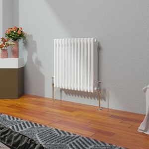 Belfry Heating Vallie Horizontal Traditional Column Cast Iron Style Designer Radiator White 60cm H x 60.5cm W Image
