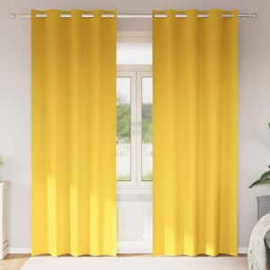17 Stories Tacorian Polyester Grommet / Eyelet Curtain Pair Mustard Yellow 140cm Width x 260cm Drop Image