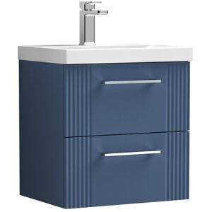 Nuie Deco 500mm Wall Hung Single Vanity Unit Satin Blue 550mm H X 510mm W X 395mm D Image