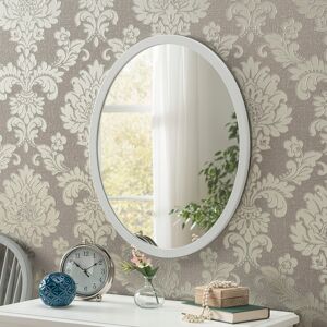 Zipcode Design Maureen Oval Wood Framed Wall Mounted Accent Mirror White 44.5cm H x 34.3cm W Image