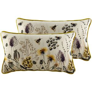 Evans Lichfield Meadow Floral Lumbar Cushion with Filling Feathers Image