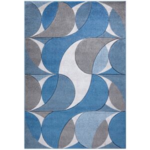 George Oliver Kenzo Blue Abstract Geometric Modern Rug – Large Living Room Carpet   Bedroom & Hallway Runner   Soft, Stain Resistant, Non-Shedding Floor Mat Blue Rectangle 120 x 170cm Image