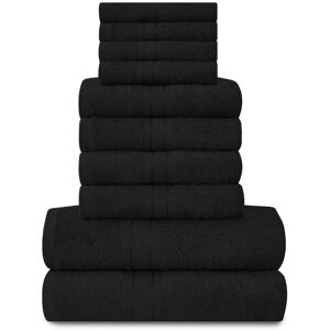 Latitude Run 100% Cotton Bath Towels - Set of 10 Black Washcloth;Hand Towel;Bath Towel Image