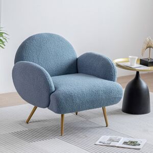 Fairmont Park Accent Sherpa Chair Comfy Modern Living Room Chair Fabric Mid Century Bedroom Chair With Legs Arm Chair For Reading Bedroom Single Gold/Blue 201.3cm H X 144.78cm W X 201.3cm D Image