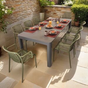 Corrigan Studio Seine Rectangular 9 - Piece 8 - Person 100Cm L Outdoor Table Set Green/Grey 8 Image