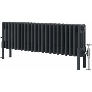 Symple Stuff Altynay Horizontal Traditional 4 Column Radiator Anthracite 300mm H x 1010mm W x 140mm D Image
