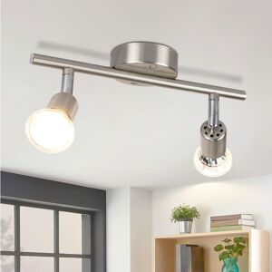 Metro LED Ceiling Spotlight Swiveling GU10 2-Flame Ceiling Spotlights Industrial Living Room Silver 8cm H X 26cm W X 15cm D Image