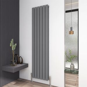 White Stone Horizontal Flat Panel Radiators Grey 180cm H x 40.8cm W x 5.8cm D Image