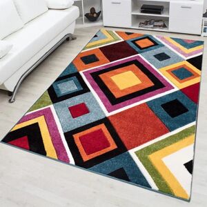 Metro Multi Colour Large Area Rugs Living Room Bedroom Carpet Hallway Floor Mat Box Rectangle 120 x 170cm Image