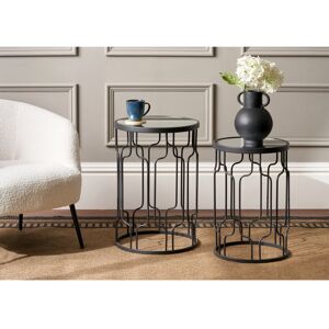 Mercury Mel Glass Top Frame Nesting Tables Silver 59cm H X 40cm W X 40cm D Image