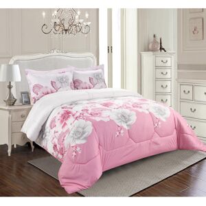 icon bedding 3 Piece Trendy Printed Bedspreads Comforter Bed Throw with Matching Pillow Shams Pink Single Bedspread + 2 Standard Shams Image