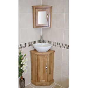 Belfry Bathroom Coury Free-standing Corner Vanity Unit Oak 1,100mm H X 390mm W X 390mm D Image