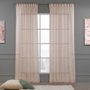 Lilijan Home & Curtain Extra Long & Extra Wide Classic Lace Curtain Panels Pink 280cm Width x 200cm Drop Image