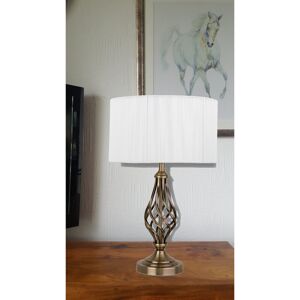 Marlow Home Co. Alaizah 49cm Table Lamp Classic Barleytwist Metal with Ivory String Wrapped Shade Antique Brass 49cm H X 28cm W X 28cm D Image