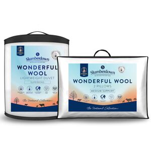 Slumberdown Wonderful Wool Lightweight Duvet with 2 Medium Support Pillows White Superking Image