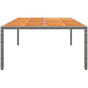 Ebern Designs Garden Rattan/Steel/Wooden Dining Table Grey 75 x 200 x 150cm Image
