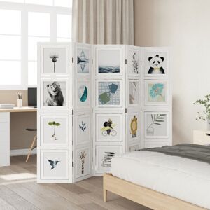 Latitude Run Hillsboro 180cm W 5 - Panel Solid Wood Accent Room Divider White 160cm H x 180cm W Image
