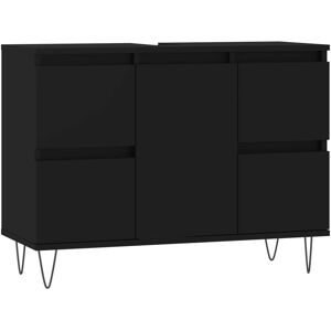 George Oliver Agnon 80Cm W x 60Cm H x 33Cm D Floor Mounted Bathroom Cabinet Black 60cm H X 80cm W X 33cm D Image