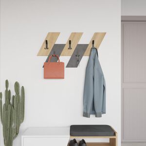 Latitude Run Ylve 5-Hook Wall Mounted Coat Rack with Hanger Storage Sapphire Oak/Retro Grey 45.3cm H X 75.2cm W X 1.8cm D Image