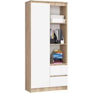 Ebern Designs Alexous Bookcase Sonoma Oak/White 180cm H X 80cm W X 35cm D Image